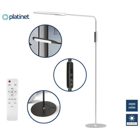 PLATINET PFLU19A talna LED svetilka, 9W, daljinski upravljalnik, 3000-6500K, nastavljiva svetlost, upogljiva, bela PLATINET PFLU19A talna LED svetilka, 9W, daljinski upravljalnik, 3000-6500K, nastavljiva svetlost, upogljiva, bela