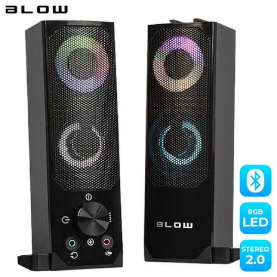 BLOW računalniški zvočniki soundbar MS-28, 2v1, 2.0 Stereo, USB, Bluetooth, RGB LED osvetlitev, črni BLOW računalniški zvočniki soundbar MS-28, 2v1, 2.0 Stereo, USB, Bluetooth, RGB LED osvetlitev, črni