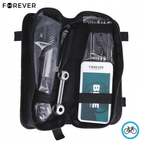 Komplet za popravilo kolesa FOREVER BIKE REPAIR KIT, večnamenski, montaža na kolo, orodja za servis kolesa in popravilo pnevmatik, črn Komplet za popravilo kolesa FOREVER BIKE REPAIR KIT, večnamenski, montaža na kolo, orodja za servis kolesa in popravilo pnevmatik, črn