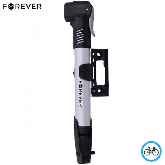 Kolesarska zračna tlačilka FOREVER PU-100, prenosna, montaža na kolo, ventil Schrader in Presta, do 70 PSI (4,8 bar), aluminij, črno-srebrna Kolesarska zračna tlačilka FOREVER PU-100, prenosna, montaža na kolo, ventil Schrader in Presta, do 70 PSI (4,8 bar), aluminij, črno-srebrna