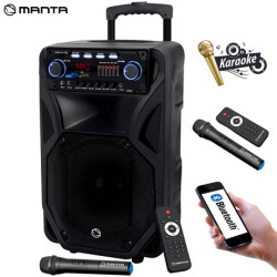 MANTA SPK5021 PRO FONOS prenosni KARAOKE zvočnik, Bluetooth 5.0, 8.000W P.M.P.O., TWS, Equalizer, polnilna baterija, FM Radio, USB / microSD / AUX / MIC-in, črn MANTA SPK5021 PRO FONOS prenosni KARAOKE zvočnik, Bluetooth 5.0, 8.000W P.M.P.O., TWS, Equalizer, polnilna baterija, FM Radio, USB / microSD / AUX / MIC-in, črn