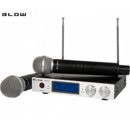 BLOW PRM905 2x brezžični mikrofon s sprejemnikom, domet 50m, priložene baterije BLOW PRM905 2x brezžični mikrofon s sprejemnikom, domet 50m, priložene baterije