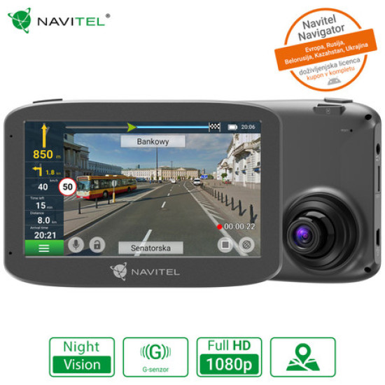 Avto kamera in navigacija NAVITEL RE 5 DUAL, 2v1, Full HD 1080p, GPS, Night Vision, 360° vrtljiv objektiv, microSD do 32GB, G-senzor, siva Avto kamera in navigacija NAVITEL RE 5 DUAL, 2v1, Full HD 1080p, GPS, Night Vision, 360° vrtljiv objektiv, microSD do 32GB, G-senzor, siva