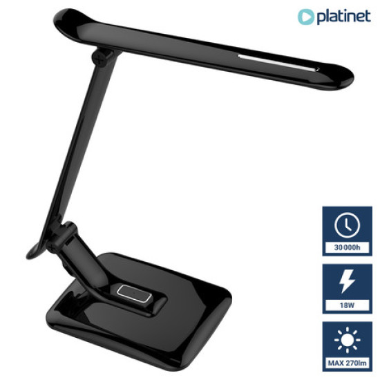 PLATINET PDL70 namizna LED + nočna svetilka, upravljanje na dotik, USB polnilec, črna PLATINET PDL70 namizna LED + nočna svetilka, upravljanje na dotik, USB polnilec, črna