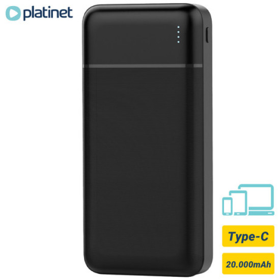 Power Bank PLATINET 20.000mAh, Li-Polymer, LED indikator, Type-C, črna Power Bank PLATINET 20.000mAh, Li-Polymer, LED indikator, Type-C, črna