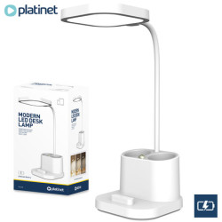 PLATINET PDL008 namizna LED svetilka, 5v1, nastavljiva svetlost, posodica za pisala, stojalo za telefon, polnjenje naprav, nočna svetilka, polnilna baterija, nastavljiv vrat, bela PLATINET PDL008 namizna LED svetilka, 5v1, nastavljiva svetlost, posodica za pisala, stojalo za telefon, polnjenje naprav, nočna svetilka, polnilna baterija, nastavljiv vrat, bela