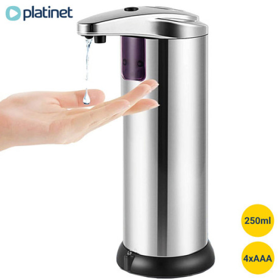 Platinet PHS250 Avtomatski dozirnik mila ali razkužila s senzorjem, nerjaveče jeklo Platinet PHS250 Avtomatski dozirnik mila ali razkužila s senzorjem, nerjaveče jeklo