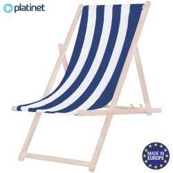 Ležalnik leseni, lahek in maximalno zložljiv, 3 stopnje nastavitve, MADE IN EU, modro-bele barve Ležalnik leseni, lahek in maximalno zložljiv, 3 stopnje nastavitve, MADE IN EU, modro-bele barve