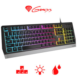 GENESIS RHOD 300RGB gaming tipkovnica, osvetlitev v 7 barvah, multimedijska, membranska, Anti-Ghosting, vodoodporna