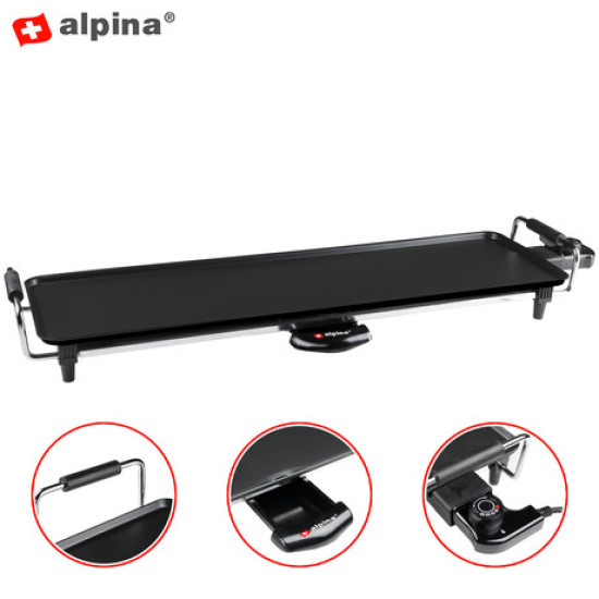 ALPINA Teppanyaki GRILL električna žar plošča, 1800W, 70x23cm