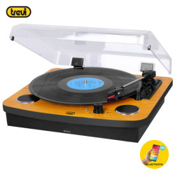 TREVI TT 1022 BT Prenosni gramofon s tehnologijo Bluetooth, STEREO zvočnika, AUX-IN, RCA, črno lesen