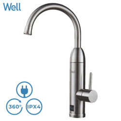 Električna grelna pipa WELL CREEK, topla/vroča voda v 5s, vrtljiva 360°, nerjaveče jeklo, LCD zaslon Električna grelna pipa WELL CREEK, topla/vroča voda v 5s, vrtljiva 360°, nerjaveče jeklo, LCD zaslon