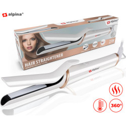 ALPINA ravnalnik / likalnik za lase, 25W, nastavljiva temperatura, LED indikator, 360° kabel, bel ALPINA ravnalnik / likalnik za lase, 25W, nastavljiva temperatura, LED indikator, 360° kabel, bel