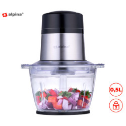 ALPINA sekljalnik hrane, 300W, 500ml posoda, 2 hitrosti, pulzna funkcija, nerjaveče jeklo