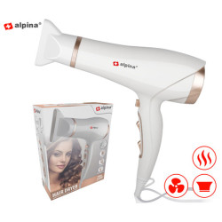 ALPINA sušilnik za lase, 2300W, 3 nastavitve toplote, 2 hitrosti, hladno pihanje, priložen nastavek, bel ALPINA sušilnik za lase, 2300W, 3 nastavitve toplote, 2 hitrosti, hladno pihanje, priložen nastavek, bel
