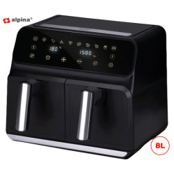 ALPINA DOUBLE cvrtnik/friteza na vroč zrak, XXL, 8L, brez olja, 80% manj maščob, 1700W, digitalen