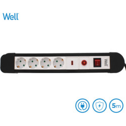 Prenapetostna zaščita EXTS-4S5M-WL, 4x vtičnica 220/250V, 16A, 3500W, 5m