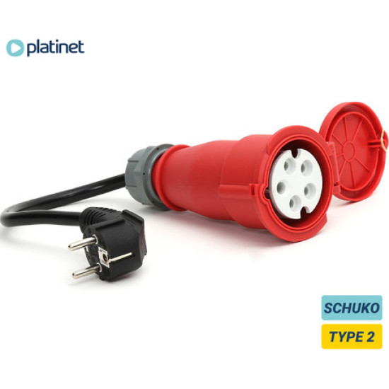 Platinet PEVA30 adapter za EV polnilni kabel, TYPE 2 - SCHUKO, 30cm, za električna / hibridna vozila