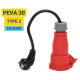 Platinet PEVA30 adapter za EV polnilni kabel, TYPE 2 - SCHUKO, 30cm, za električna / hibridna vozila
