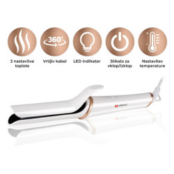 ALPINA ravnalnik / likalnik za lase, 25W, nastavljiva temperatura, LED indikator, 360° kabel, bel ALPINA ravnalnik / likalnik za lase, 25W, nastavljiva temperatura, LED indikator, 360° kabel, bel