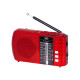 TREVI RA 7F20 Prenosni Radio FM/AW/SW, Bluetooth, MP3, USB/MicroSD, polnilna baterija, rdeč