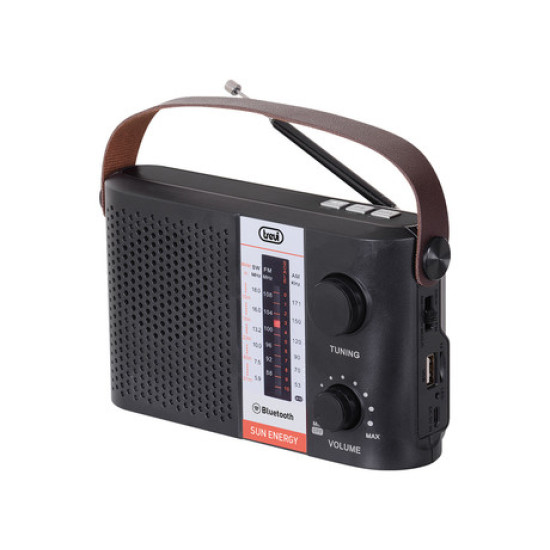 TREVI RA 7F25 Prenosni Radio FM/AW/SW, Bluetooth, MP3, USB/MicroSD, Solarno polnjenje, polnilna baterija, črn TREVI RA 7F25 Prenosni Radio FM/AW/SW, Bluetooth, MP3, USB/MicroSD, Solarno polnjenje, polnilna baterija, črn