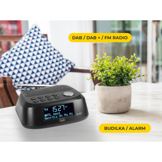 TREVI RC 80D4 Radio alarm ura + DAB/DAB+/FM Radio, USB polnilec, črna