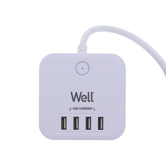 Prenapetostna zaščita EXTS-3S3M-USB4-WL, 3x vtičnica 230V + 4x USB, 16A, 3680W, 3m