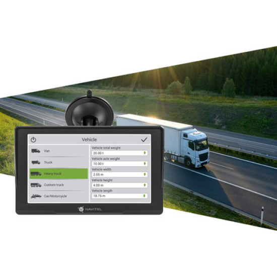 GPS navigacija NAVITEL E777 TRUCK, 7" zaslon, za tovorna vozila, baterija, 3D prikaz, informacije o vožnji, karte za celotno Evropo