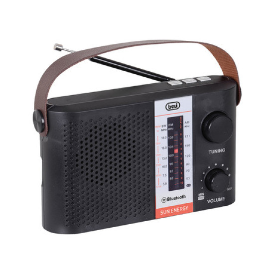 TREVI RA 7F25 Prenosni Radio FM/AW/SW, Bluetooth, MP3, USB/MicroSD, Solarno polnjenje, polnilna baterija, črn TREVI RA 7F25 Prenosni Radio FM/AW/SW, Bluetooth, MP3, USB/MicroSD, Solarno polnjenje, polnilna baterija, črn