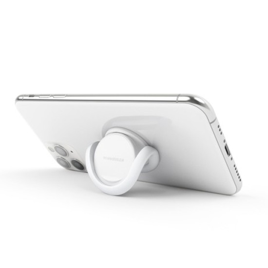 Vonmählen BACKFLIP® univerzalno magnetno držalo / stojalo za telefon, silikonsko, združljivo z vsemi telefoni, priložen magnetni nosilec, belo Vonmählen BACKFLIP® univerzalno magnetno držalo / stojalo za telefon, silikonsko, združljivo z vsemi telefoni, priložen magnetni nosilec, belo