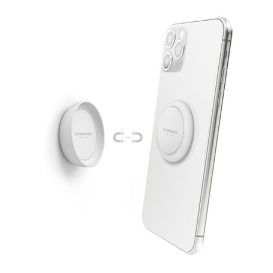 Vonmählen BACKFLIP® univerzalno magnetno držalo / stojalo za telefon, silikonsko, združljivo z vsemi telefoni, priložen magnetni nosilec, belo Vonmählen BACKFLIP® univerzalno magnetno držalo / stojalo za telefon, silikonsko, združljivo z vsemi telefoni, priložen magnetni nosilec, belo