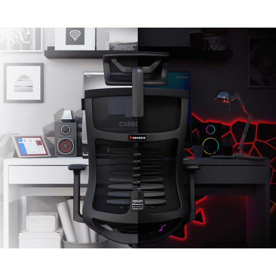 GENESIS ASTAT 200 gaming / pisarniški stol, ergonomski, tehnologija PureFlow™, konstrukcija ExoBase™, CareGlide™, nastavljiva višina / naklon, črn