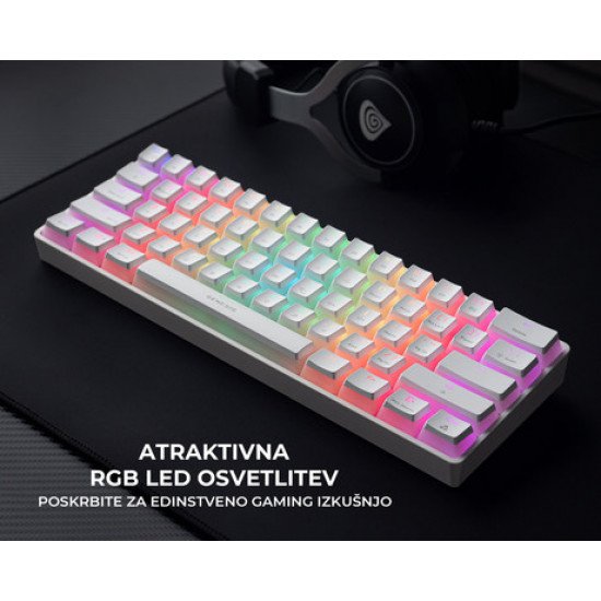 GENESIS THOR 660 gaming tipkovnica, mehanska, žična USB Type-C / brezžična Bluetooth, RGB LED osvetlitev, Anti-Ghosting, F1 - F12, aplikacija, bela GENESIS THOR 660 gaming tipkovnica, mehanska, žična USB Type-C / brezžična Bluetooth, RGB LED osvetlitev, Anti-Ghosting, F1 - F12, aplikacija, bela