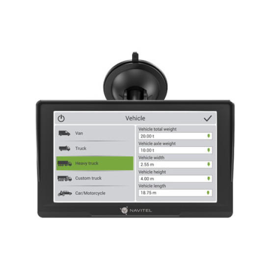 GPS navigacija NAVITEL E777 TRUCK, 7" zaslon, za tovorna vozila, baterija, 3D prikaz, informacije o vožnji, karte za celotno Evropo