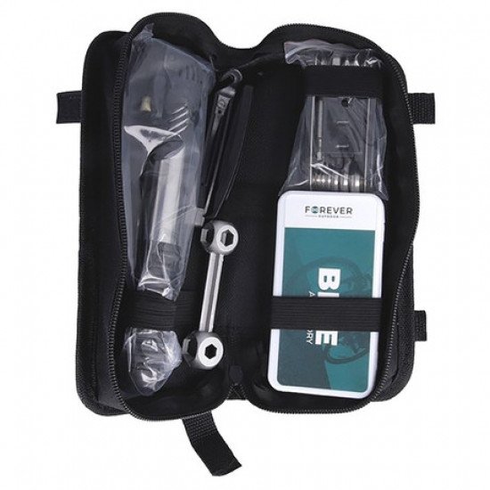 Komplet za popravilo kolesa FOREVER BIKE REPAIR KIT, večnamenski, montaža na kolo, orodja za servis kolesa in popravilo pnevmatik, črn Komplet za popravilo kolesa FOREVER BIKE REPAIR KIT, večnamenski, montaža na kolo, orodja za servis kolesa in popravilo pnevmatik, črn