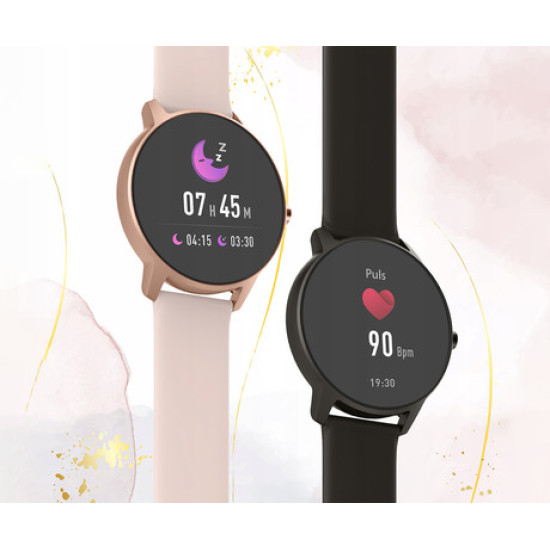 Pametna ura FOREVER ForeVive 2 Slim SB-325, 1.22" zaslon, Bluetooth, Android + iOS, baterija, aplikacija, IP68, merjenje aktivnosti, analiza spanca, športni načini, črna