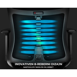 GENESIS ASTAT 700 gaming / pisarniški stol, ergonomski, tehnologija PureFlowPLUS™, konstrukcija ExoBase™, kolesa CareGlide™, nastavljiva višina / naklon, črn GENESIS ASTAT 700 gaming / pisarniški stol, ergonomski, tehnologija PureFlowPLUS™, konstrukcija ExoBase™, kolesa CareGlide™, nastavljiva višina / naklon, črn