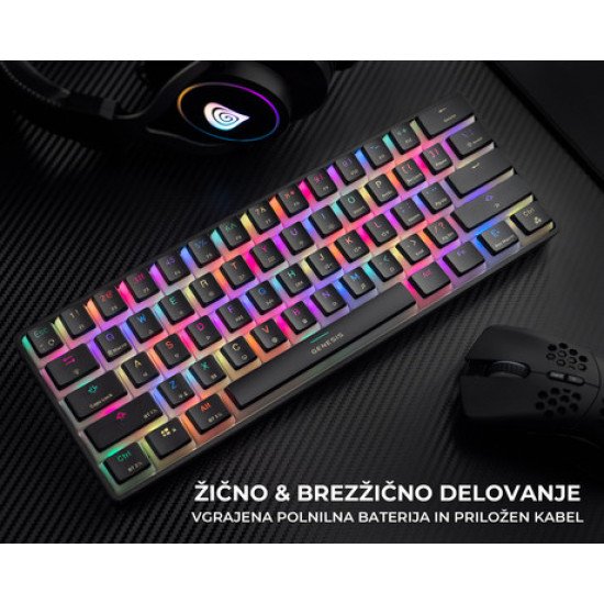 GENESIS THOR 660 gaming tipkovnica, mehanska, žična USB Type-C / brezžična Bluetooth, RGB LED osvetlitev, Anti-Ghosting, F1 - F12, aplikacija, črna GENESIS THOR 660 gaming tipkovnica, mehanska, žična USB Type-C / brezžična Bluetooth, RGB LED osvetlitev, Anti-Ghosting, F1 - F12, aplikacija, črna