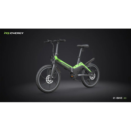 Električno kolo MS ENERGY i10, zložljivo, 20" pnevmatike, 250W motor, 6 prestav Shimano, do 50km, do 25km/h, 36V 7.8Ah baterija, črno zelen