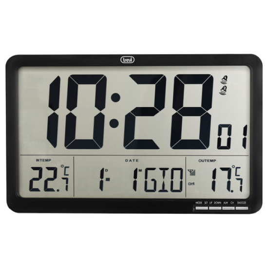 TREVI OM 3560 RC digitalna ura, stenska / namizna, + zunanji senzor, čas, datum, temperatura, črna TREVI OM 3560 RC digitalna ura, stenska / namizna, + zunanji senzor, čas, datum, temperatura, črna