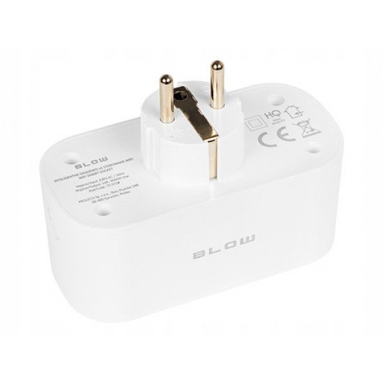 BLOW dvojna pametna WiFi električna vtičnica, 3600W, 16A, aplikacija, Android + iOS, bela BLOW dvojna pametna WiFi električna vtičnica, 3600W, 16A, aplikacija, Android + iOS, bela