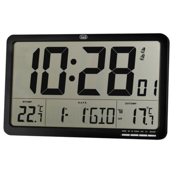 TREVI OM 3560 RC digitalna ura, stenska / namizna, + zunanji senzor, čas, datum, temperatura, črna TREVI OM 3560 RC digitalna ura, stenska / namizna, + zunanji senzor, čas, datum, temperatura, črna