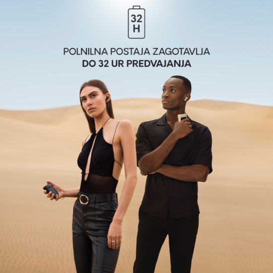 URBANISTA PHOENIX brezžične SOLARNE slušalke, Bluetooth® 5.2, TWS, solarno polnjenje, upravljanje na dotik, IPX4 vodoodpornost, USB Type-C, črne (Midnight Black)