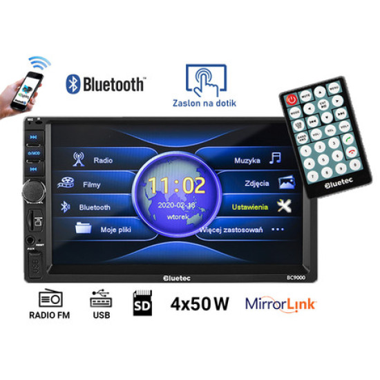 Avtoradio BLOW BLUETEC BC9000 78-288  MP5 / 2DIN / 7" barvni  zaslon na dotik, Bluetooth, USB, SD, Aux-in, ISO konektor