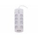 Prenapetostna zaščita WELL EXTS-8S3M, 8x vtičnica 230V + 4x USB, 16A, 3680W, 3m Prenapetostna zaščita WELL EXTS-8S3M, 8x vtičnica 230V + 4x USB, 16A, 3680W, 3m