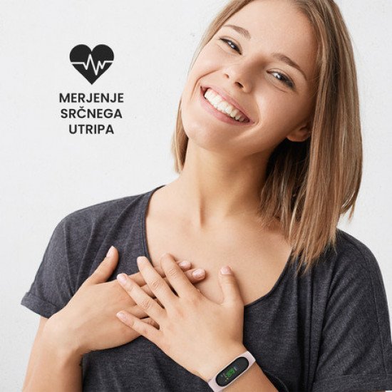 FOREVER pametna zapestnica FITBAND SB-50, Bluetooth 5.0, aplikacija, vodoodporna IP65, svetlo roza (Sand Pink) FOREVER pametna zapestnica FITBAND SB-50, Bluetooth 5.0, aplikacija, vodoodporna IP65, svetlo roza (Sand Pink)