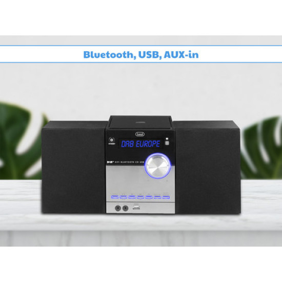 TREVI HCX 10D8, Glasbeni Hi-Fi sistem, FM Radio DAB/DAB+, BT/CD/MP3/USB/AUX-in, LCD zaslon