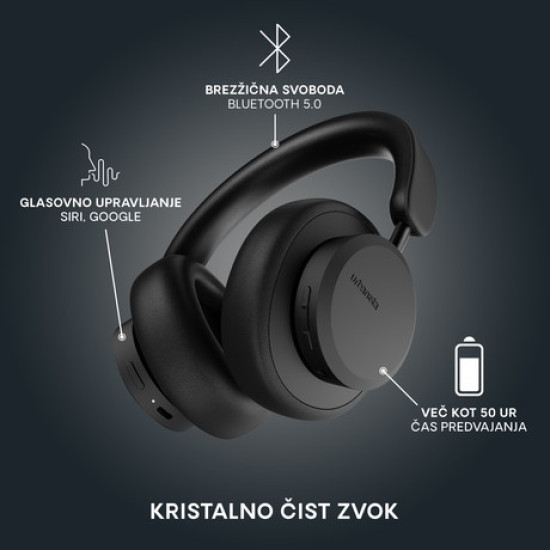 URBANISTA MIAMI naglavne brezžične slušalke, Bluetooth, ANC, do 50ur, Midnight Black (črne)