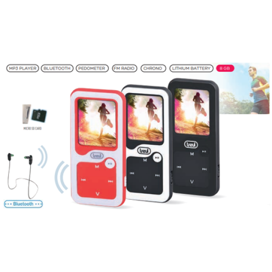TREVI MP3/Video predvajalnik MPV1780, 1.8'' zaslon, Bluetooth, FM Radio, 8GB, Pedometer/Chronometer, vgrajena baterija, črn